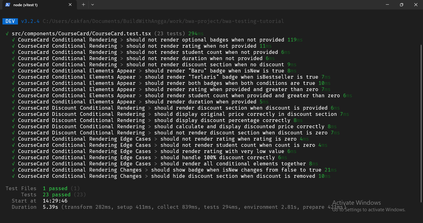 Test Conditional Rendering