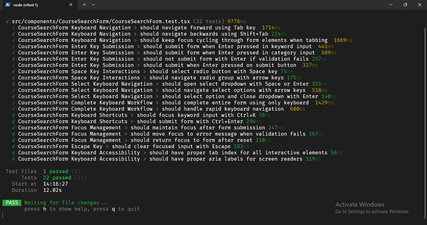 Test Keyboard Interactions
