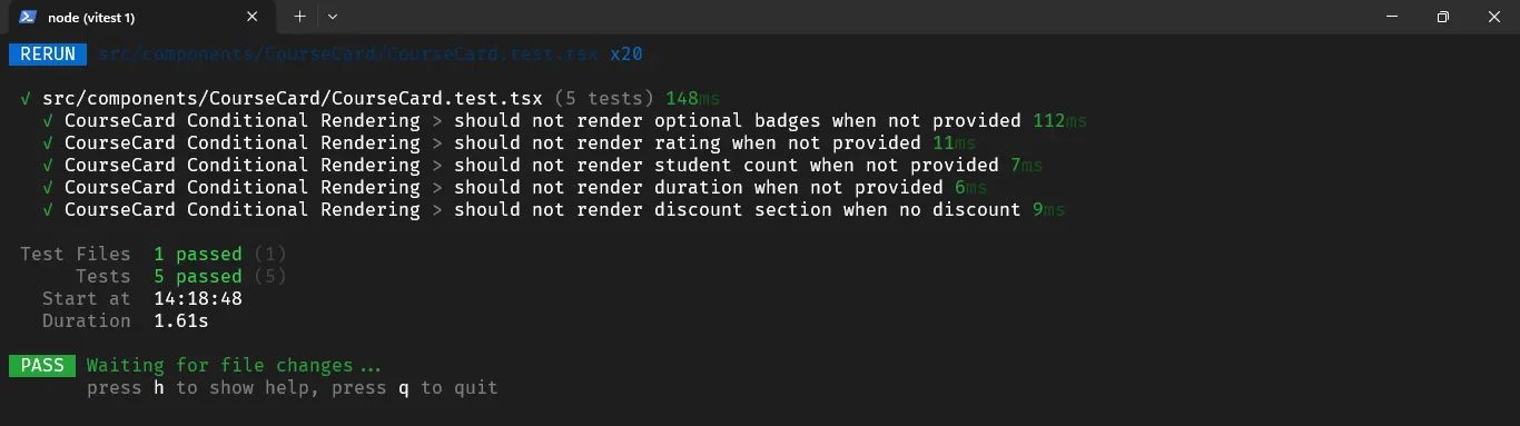 Test Rendering Component yang Harusnya Tidak Muncul