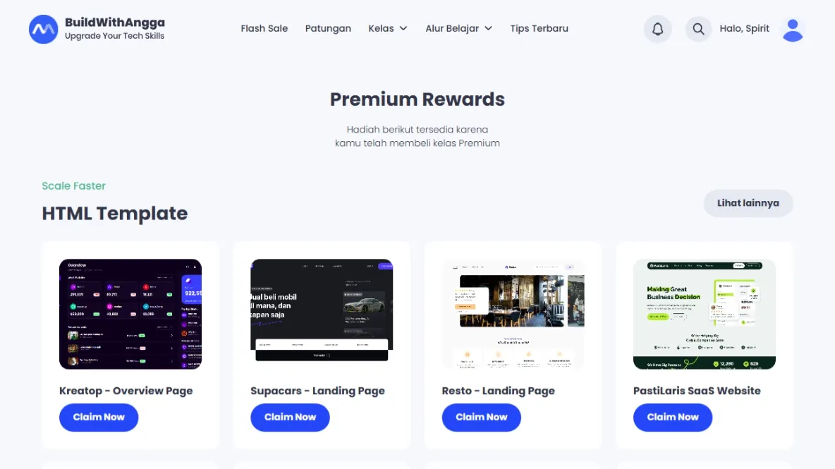 Premium Rewards di BuildWithAngga