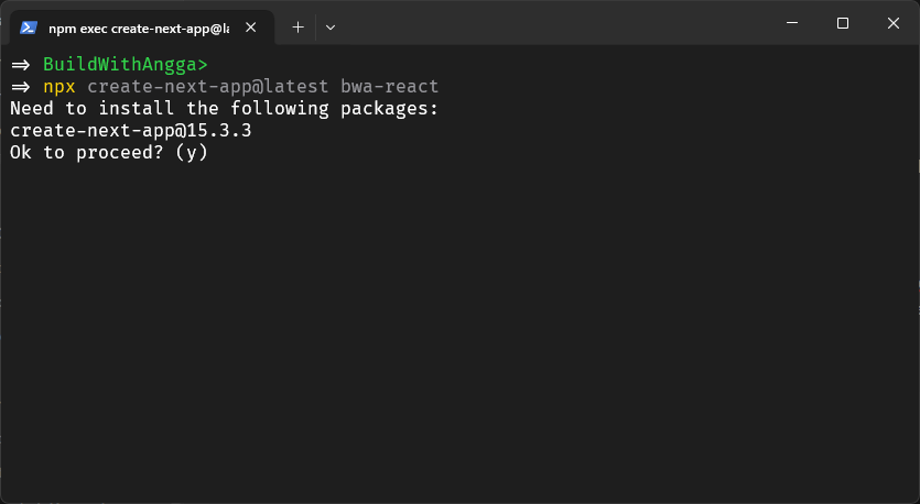 Terminal: Install Next.js