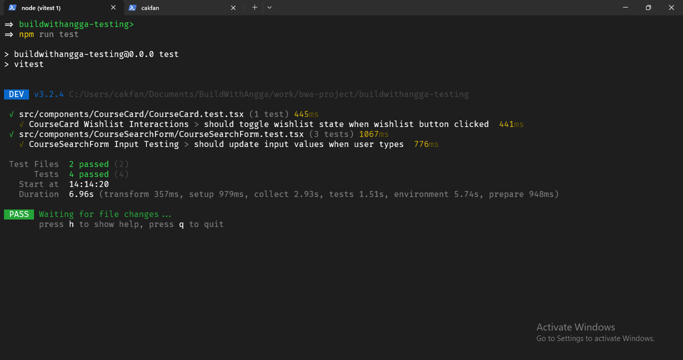 Terminal: Test Form Input Interaction