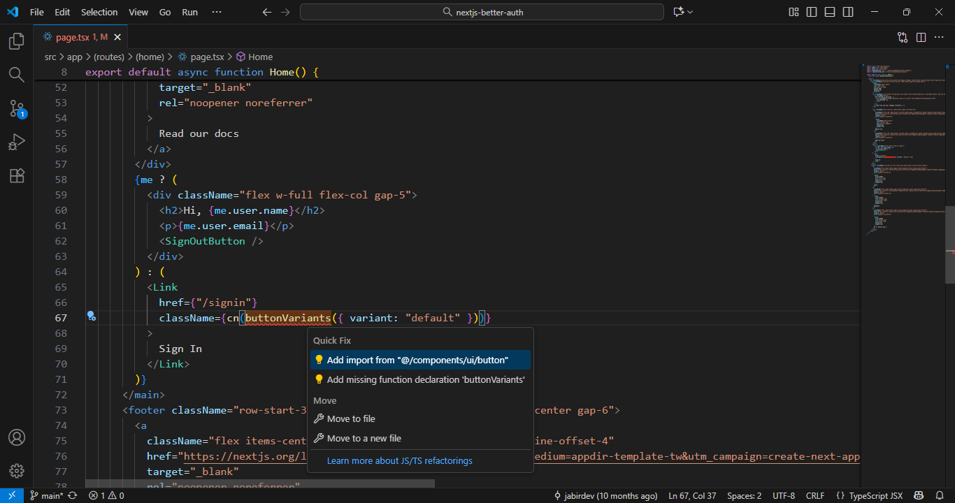 Ctrl+. / Cmd+. - Quick Fix