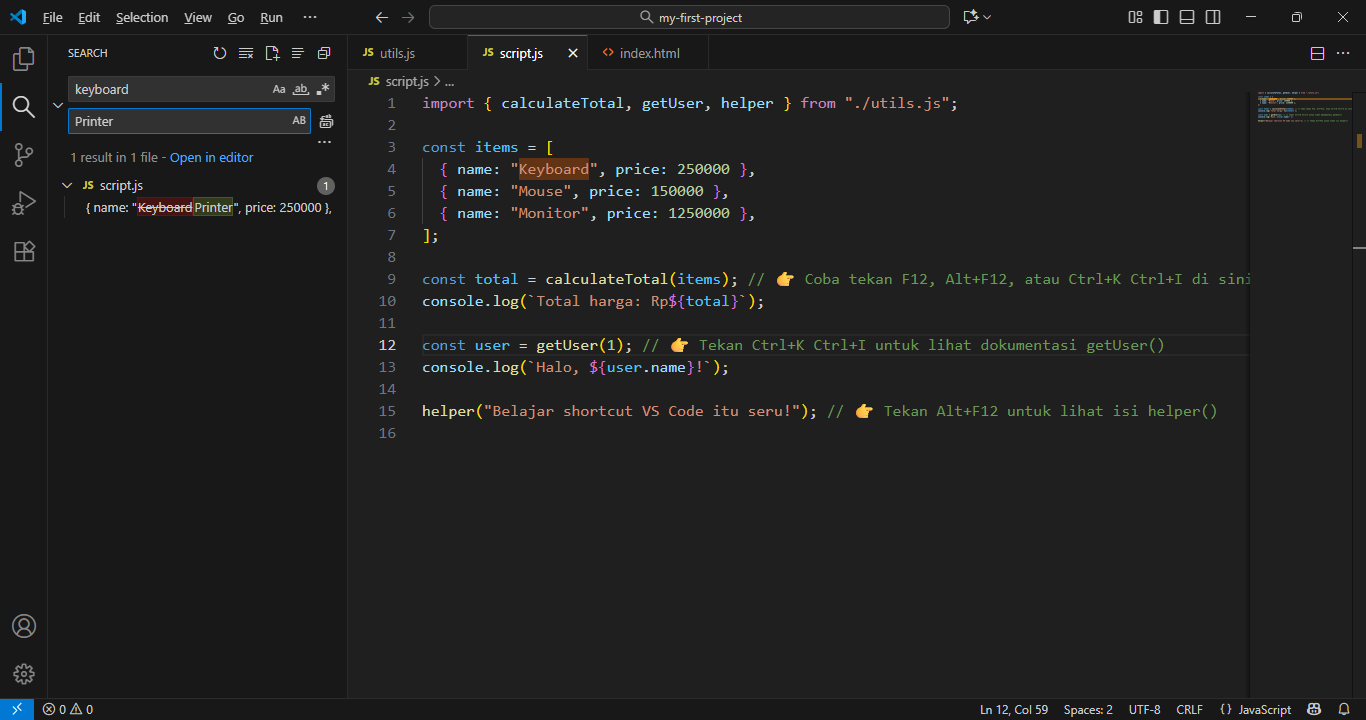 Ctrl+Shift+H / Cmd+Shift+H - Replace in Files