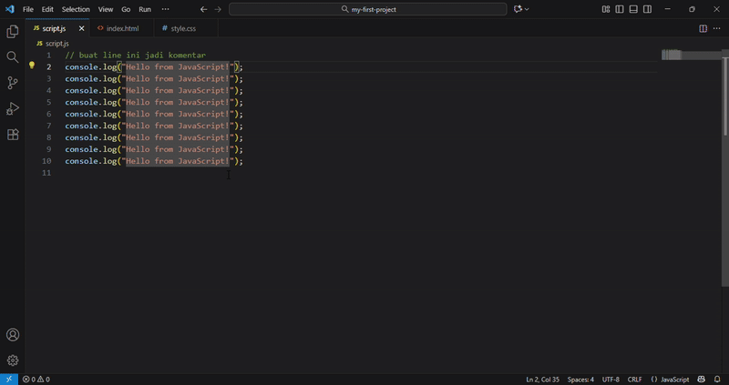 Ctrl+F2 / Cmd+F2 - Ubah Semua Tempat Sekaligus