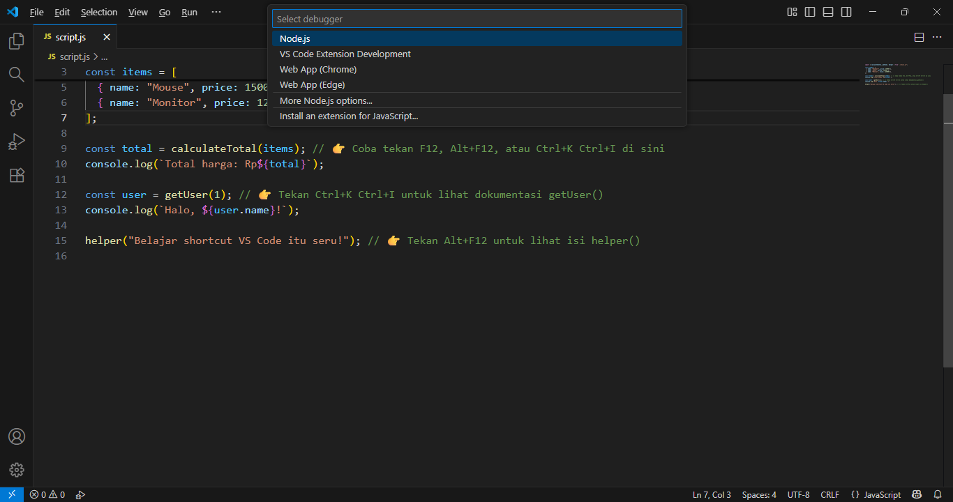 F5 - Mulai Debugging
