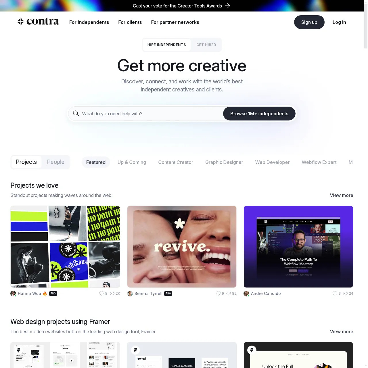 Tampilan website Contra