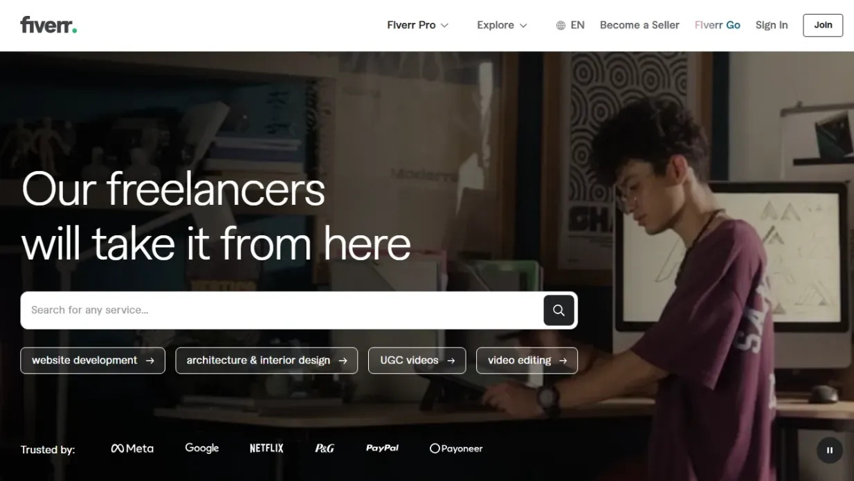 Tampilan website Fiverr