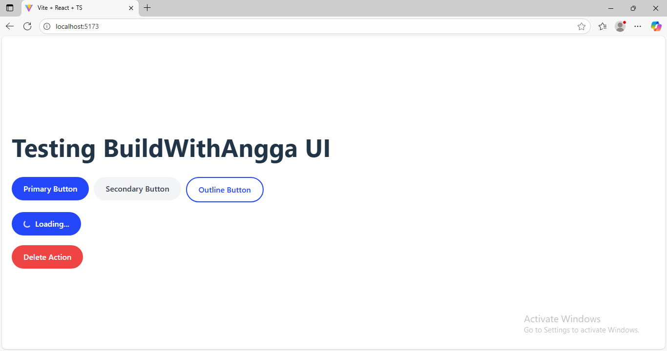 Test component di proyek baru