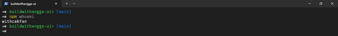 Terminal: npm whoami