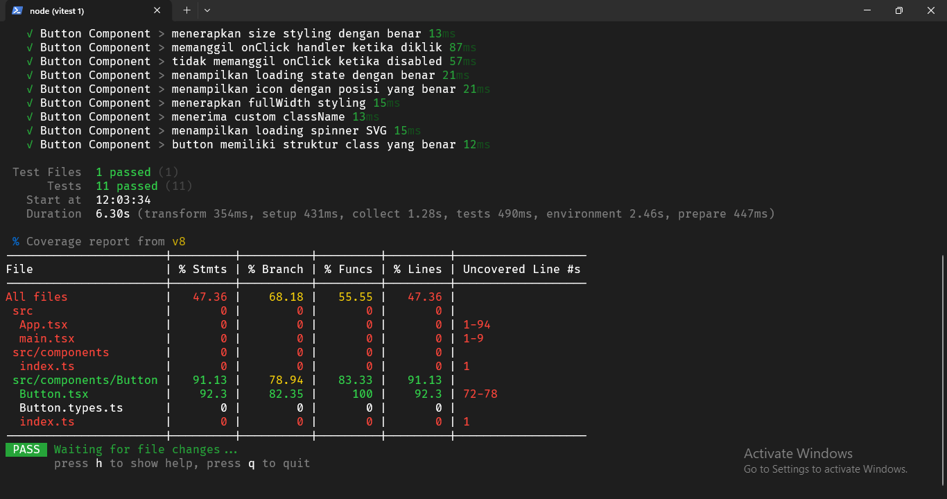 Terminal: test coverage