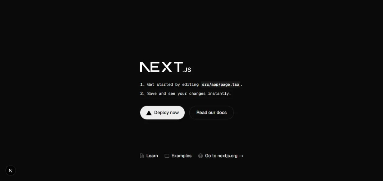 Tampilan awal Next.js 15