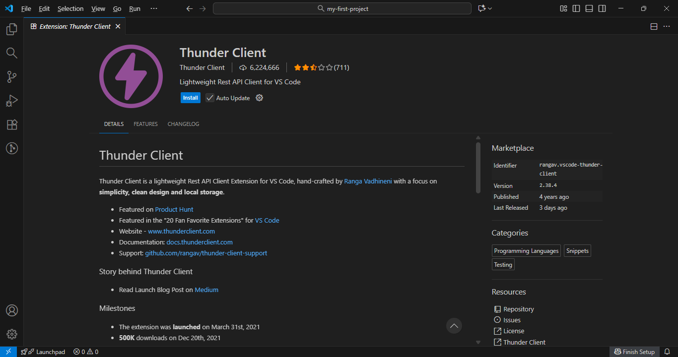 Thunder Client - API Testing