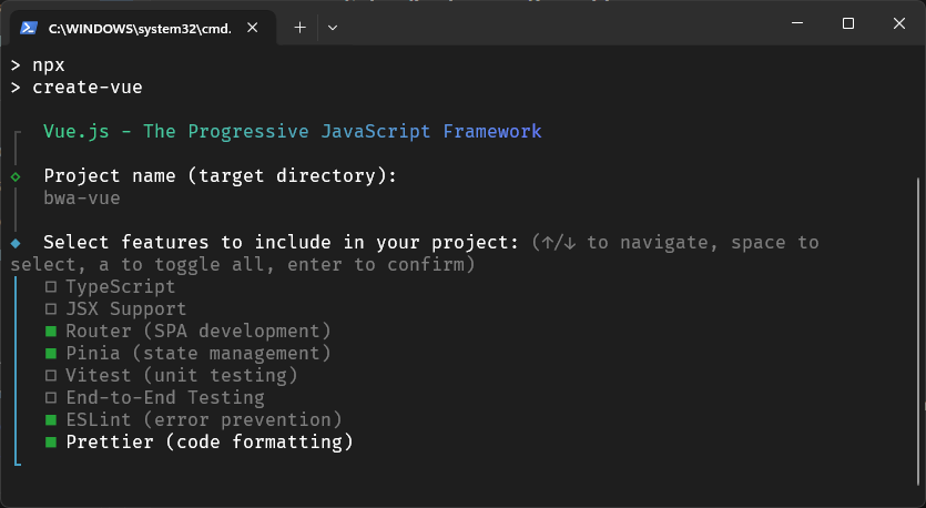 Buat Project Vue 3