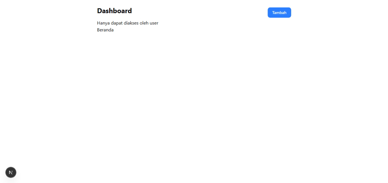 Tampilan dashboard
