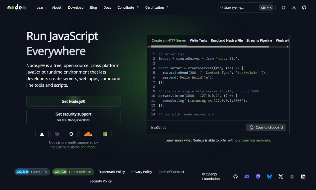 Node.js — Run JavaScript Everywhere