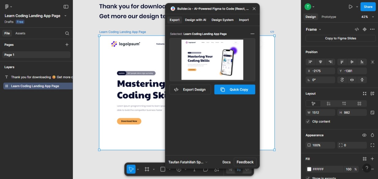 Builder.io: Export Design