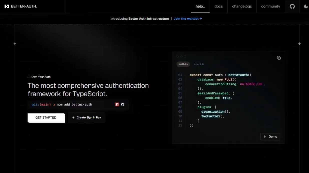 Homepage Better Auth