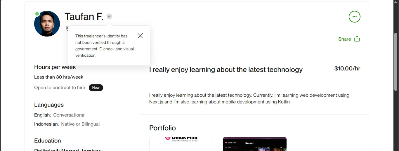 Lengkapi Profile Upwork