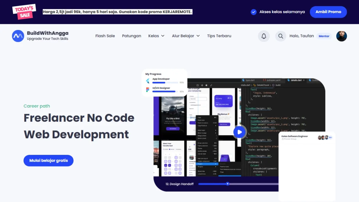 Roadmap Freelancer No Code Web Development | BuildWithAngga