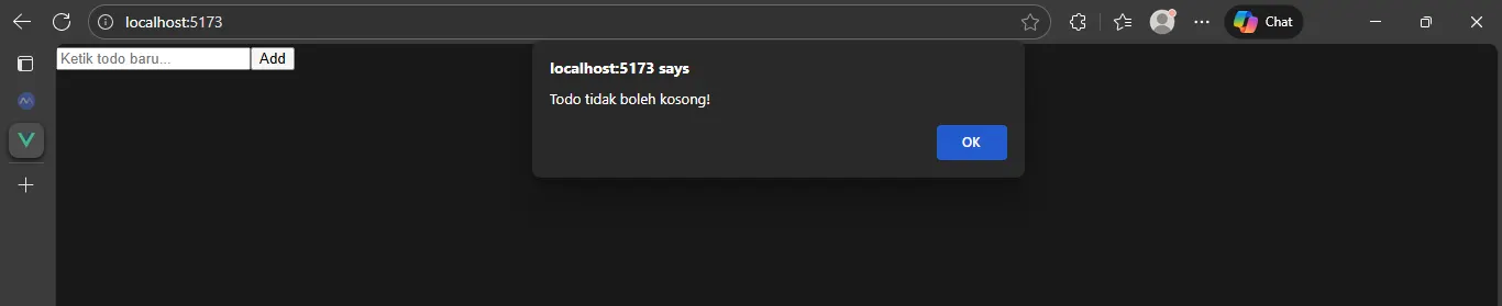 Muncul alert ketika submit input kosong