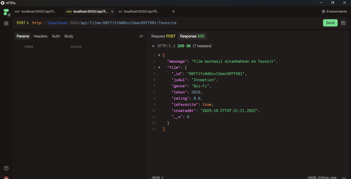 Test API: Tambahkan Film ke Favorite