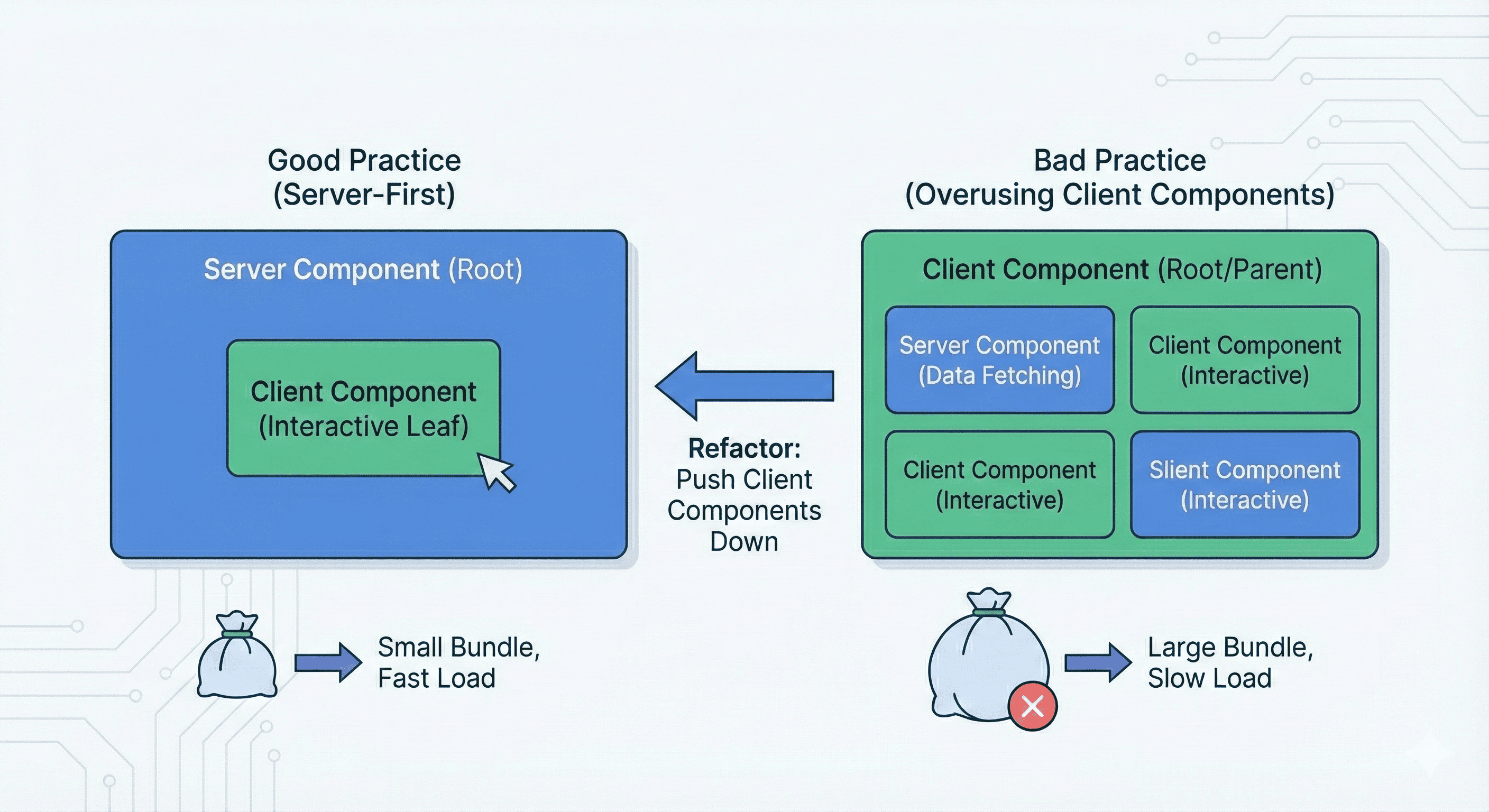 Ilustrasi overusing client components - generated by Gemini AI