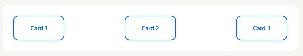 Hasil penerapan Flexbox: tiga card otomatis sejajar dan memiliki jarak yang konsisten.
