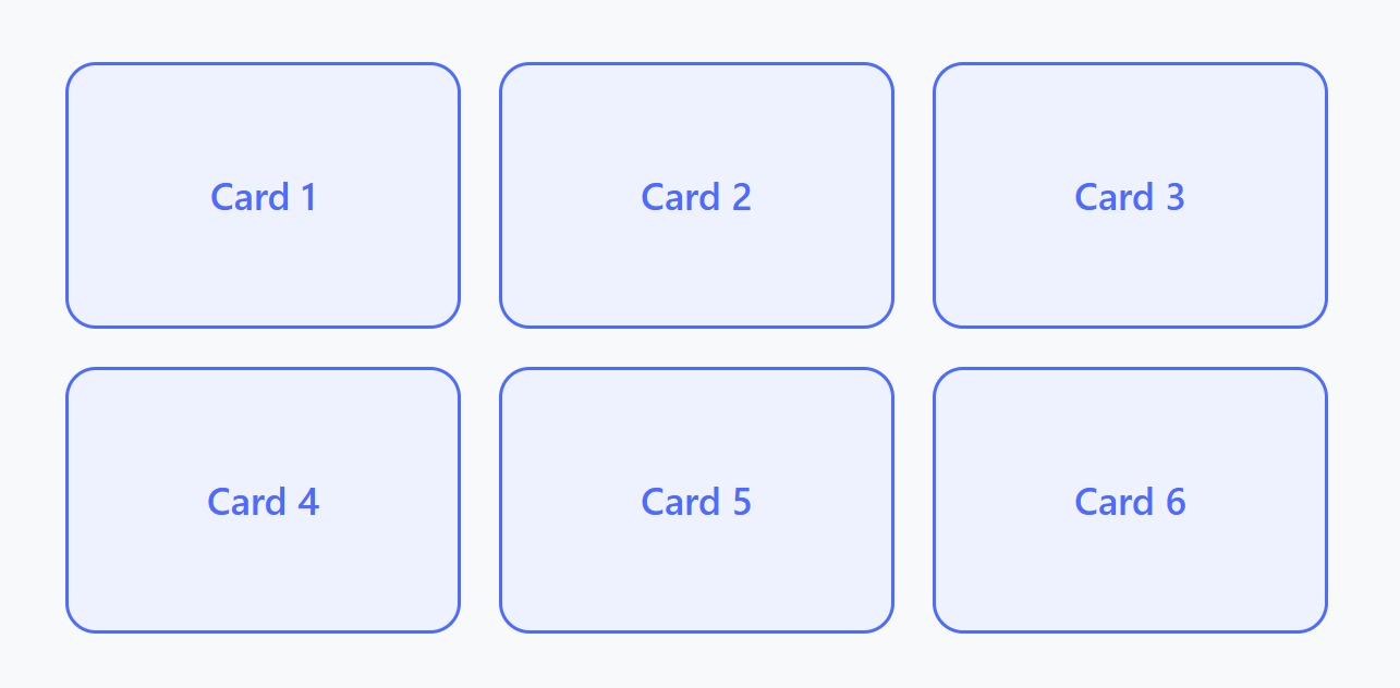 Contoh hasil kombinasi Grid dan Flexbox: Grid mengatur posisi card, Flexbox merapikan isi card.
