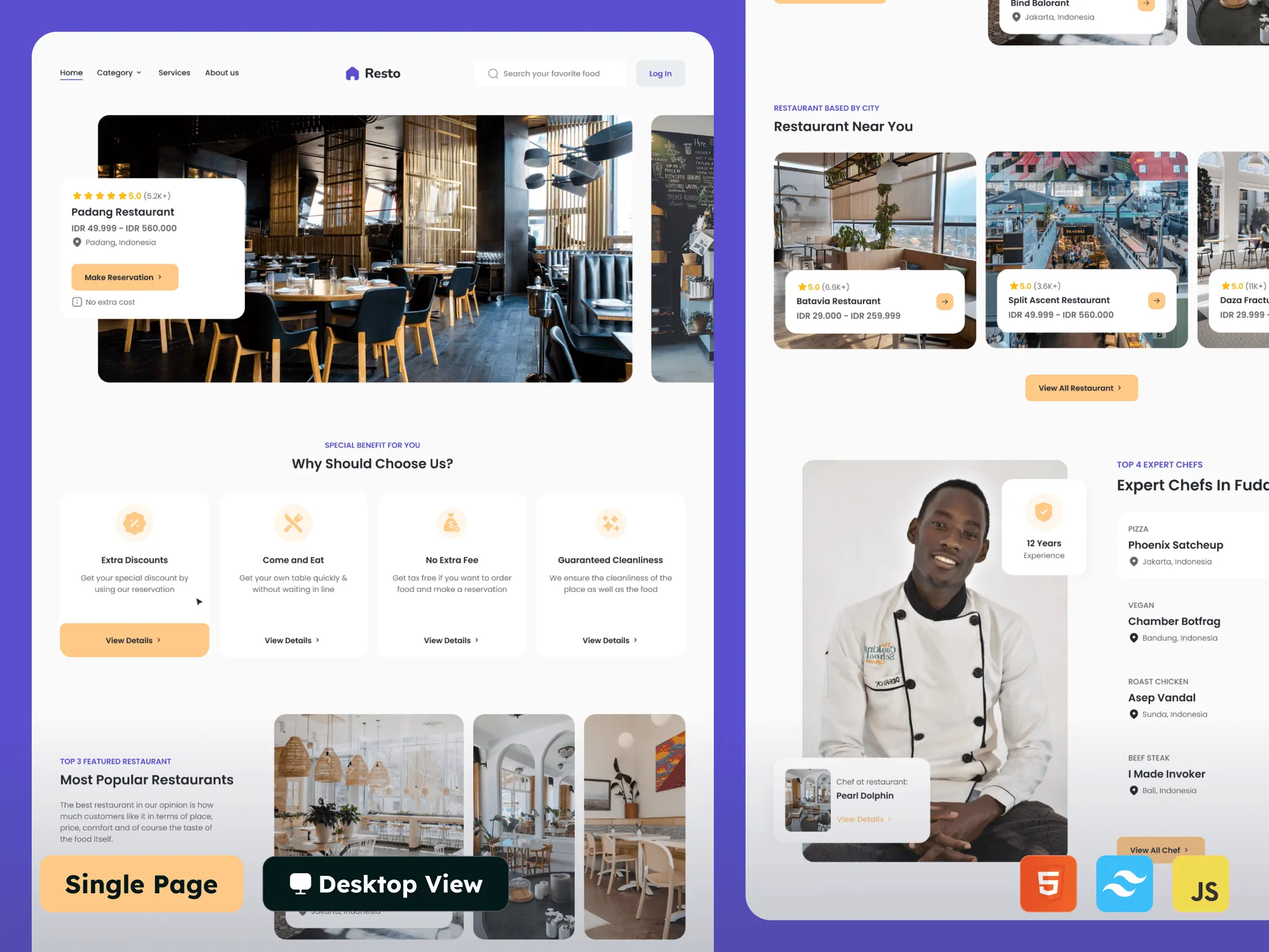 Resto - Restaurant Landing Page HTML Tailwind CSS Template