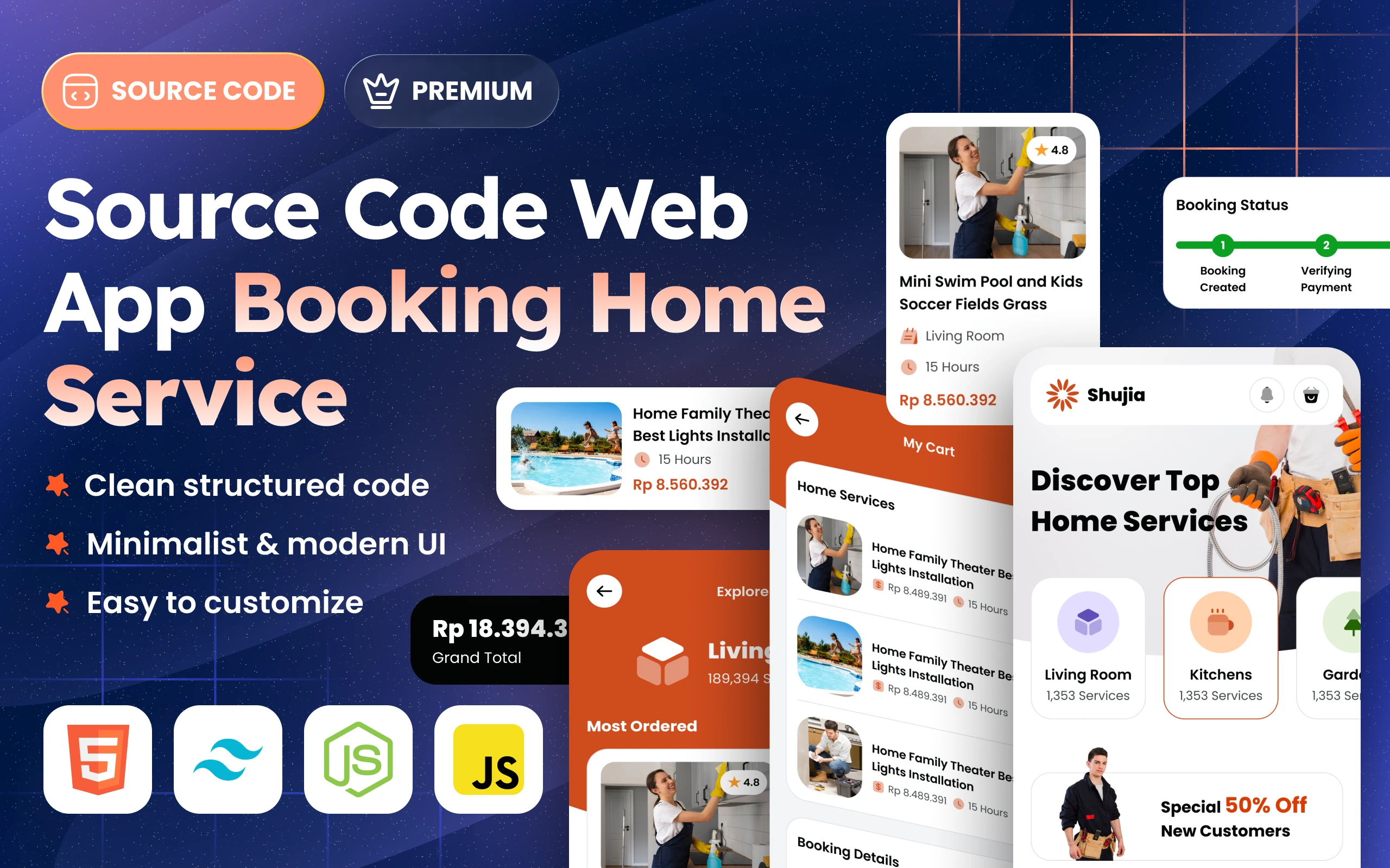 HTML, Tailwind CSS Web Home Service